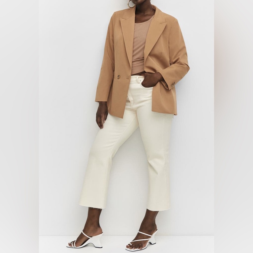 Mango Cream Sienna Cropped Flare Jeans | Size 22